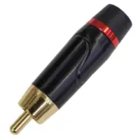 Conector Ficha Rca Macho Metal Alta Calidad Aro Rojo