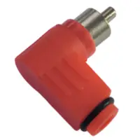 Conector Ficha Rca Macho 90 Grados Plastico Rojo
