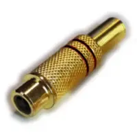Conector Ficha Rca Hembra Metal Dorada Aro Negro