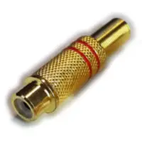 Conector Ficha Rca Hembra Metal Dorada Aro Rojo