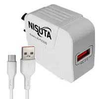 Cargador 18W Usb-A Carga Rapida Qc Con Cable A-C Nisuta Cargador 18W Usb-A Carga Rapida Qc Con Cable A-C Nisuta