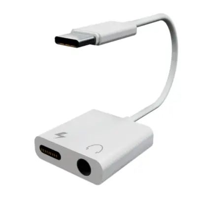 Adaptador Audio Usb-C Macho A Auricular Miniplug Hembra + Usb-C P/Carga