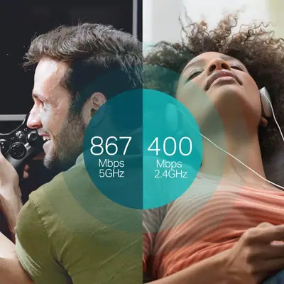 Vista lateral de Adaptador Wifi Usb Dual Band Tp-Link Archer T4U V3.2 Ac1300