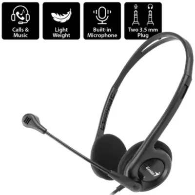 Detalles accesorios de Auricular Con Microfono Genius Hs-200C Black 2 Fichas Miniplug