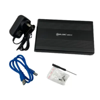 Vista lateral de Case Para Disco Duro 3,5 Pulg Sata Usb 3.0 Belsic C/ Fuente