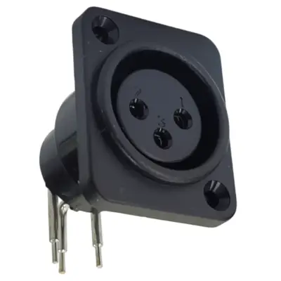 Ficha Canon 3 Pines Hembra Chasis Cuadrado Negro