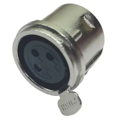 Ficha Canon 3 Pines Hembra Chasis Redondo Con Traba