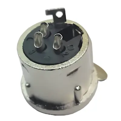 Vista lateral de Ficha Canon 3 Pines Hembra Chasis Redondo Con Traba