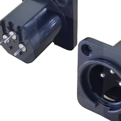 Detalles accesorios de Ficha Canon 3 Pines Macho Chasis Cuadrado Negro