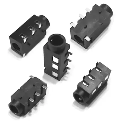 Detalles accesorios de Conector Ficha Miniplug 3,5 4 Polos Jack Hembra Plastico Chasis