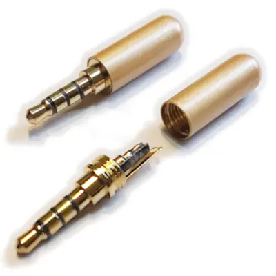 Detalles accesorios de Conector Ficha Miniplug 3,5 4 Polos Macho Cuerpo Compacto 7Mm Diam Dorado