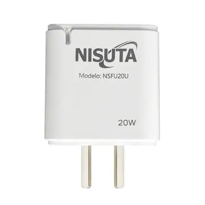 Vista lateral de Cargador 20W Usb-C Carga Rapida Pd Nisuta NSFU20U Sin Cable