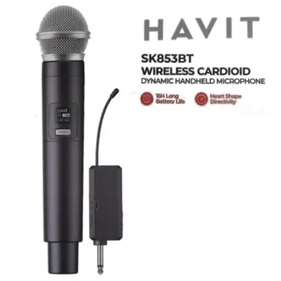 Detalles accesorios de Microfono Inalambrico Havit SK853BT Receptor Plug 6.5mm