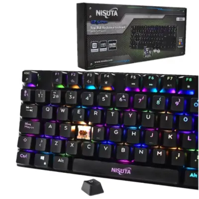 Detalles accesorios de Teclado Gamer Nisuta Mecanico Espanol Nskbgz88 Switch Rojo Retroiluminado