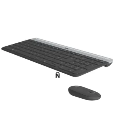 Vista lateral de Kit Teclado Y Mouse Logitech Inalambricos Mk470 Slim Combo Espanol Graphite