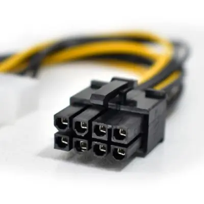 Vista lateral de Cable Power Molex Machx2 A Pci-E 8 Pin 10A Max