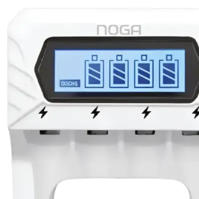Detalles accesorios de Cargador Para 4 Pilas Aa Aaa Noga NG-6000C USB-C con display de carga