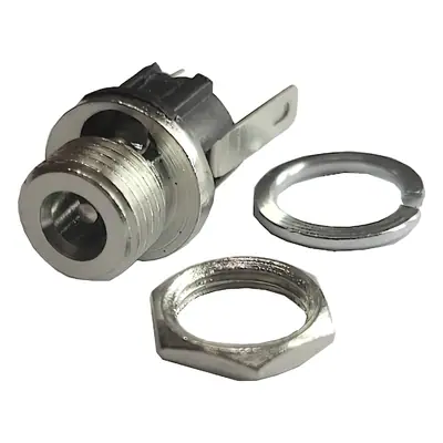 Vista lateral de Ficha Dc Hueco 3,5 X 1,3 Mm Jack Hembra Chasis Rosca Delantera C/Corte