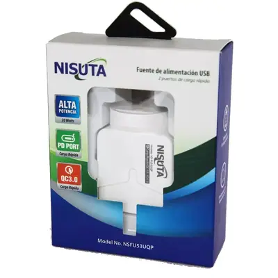 Detalles accesorios de Cargador 20W Usb-C Pd + Usb-A Qc Carga Rapida Nisuta
