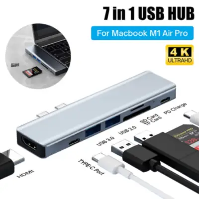 Detalles accesorios de Hub Usb C 3.0 7 Puertos 1xHdmi / 2xUsb-A / 2xUsb-C / 1xMicrosd / 1xTF