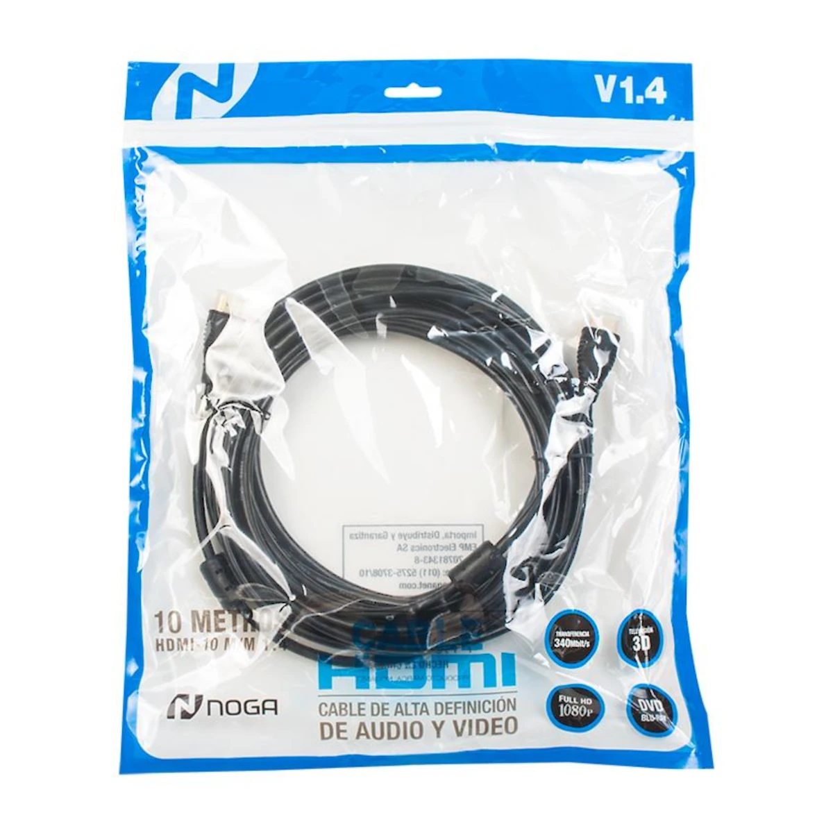 Detalles accesorios de Cable Hdmi Macho - Macho 10 Mts V1.4 1080P Noga