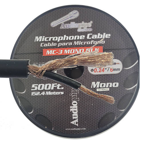 CABLE MICROFONO 6mm DIAMETRO MONOAURAL AUDIOPIPE MC3 ROLLO 152m