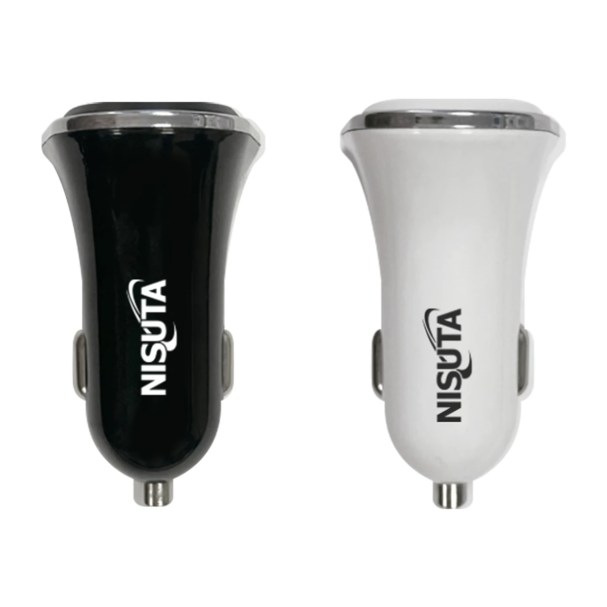 Vista lateral de Cargador Para Auto 12/24V Carga Rapida 2 Salidas C (Pd20W) + A Qc 3.0 3A Negro