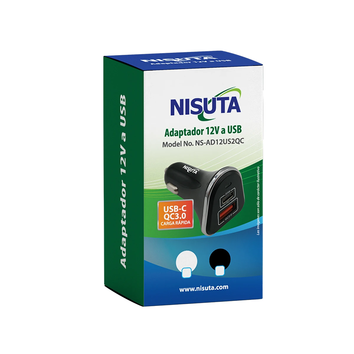 Detalles accesorios de Cargador Para Auto 12/24V Carga Rapida 2 Salidas C (Pd20W) + A Qc 3.0 3A Negro