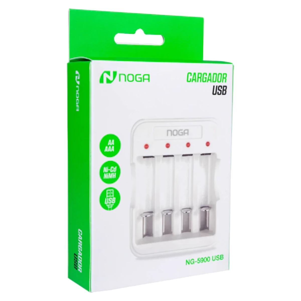 Detalles accesorios de Cargador Para 4 Pilas Aa Aaa USB Noga NG-5900 USB