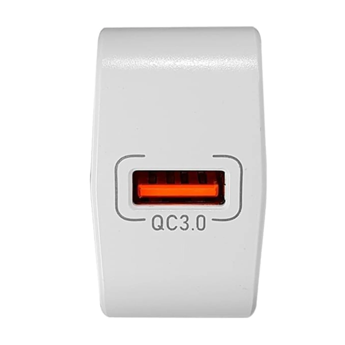 Vista lateral de Cargador 18W Usb-A Carga Rapida Qc Con Cable A-C Nisuta