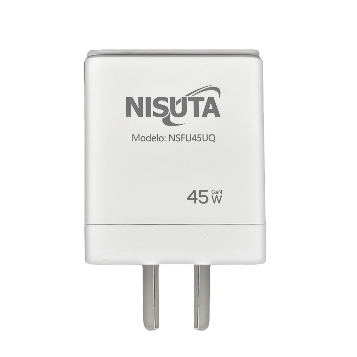 Vista lateral de Cargador 45W Usb-C Pd + Usb-A Qc Carga Rapida Nisuta Sin Cable