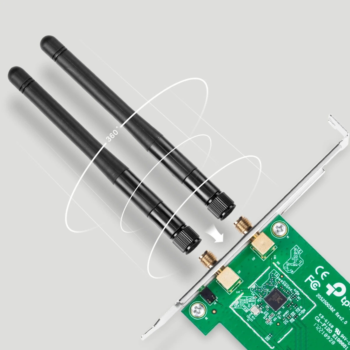 Detalles accesorios de Placa Red Pci-E Wifi N 300Mbps Tp-Link 2Ant 2Dbi Tl-Wn881Nd