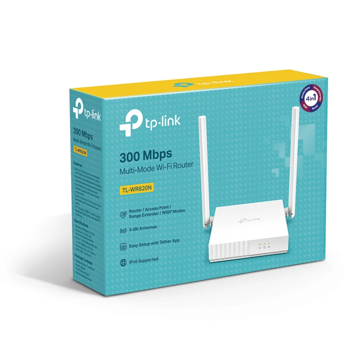 Detalles accesorios de Router Wifi 300Mbps 2Pto 2Ant Fija 5Dbi Tp-Link Tl-Wr820N V2