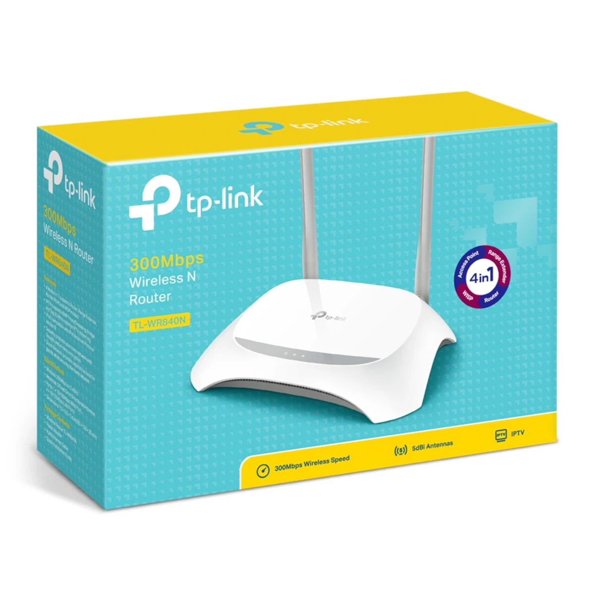 Detalles accesorios de Router Wifi 300Mbps 4Pto 2Ant Fija 5Dbi Tp-Link Tl-Wr840N