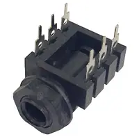 Conector Ficha Estereo Jack 6,5 Hembra Plastico P/ Circuito C/Corte Rosca