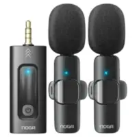 Microfono Corbatero Inalambrico Doble Con Ficha Miniplug 3,5Mm Noga