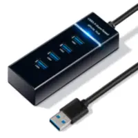 Hub Usb A 3.0 4 Puertos Negro Cable 25Cm