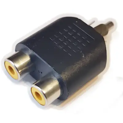 Vista lateral de Adaptador Rca Macho A 2 X Rca Hemb