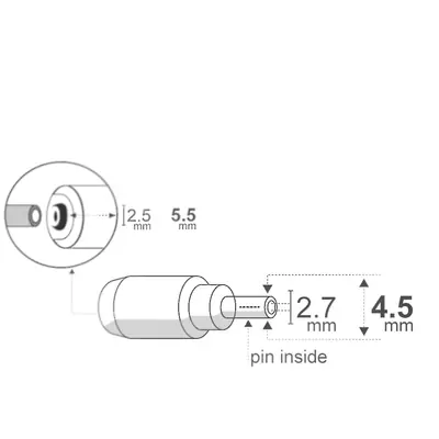 Detalles accesorios de Adaptador Dc Hueco 5,5 X 2,5 Mm Hembra A 4,5 X 2,7 Mm Macho