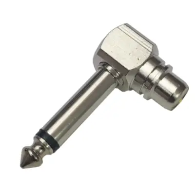 Detalles accesorios de Adaptador Plug 6,5 Mono Macho A Rca Hembra Metalico 90 Grados