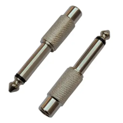 Detalles accesorios de Adaptador Plug 6,5 Mono Macho A Rca Hembra Metalico