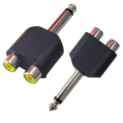 Detalles accesorios de Adaptador Plug 6,5 Mono Macho A 2 Rca Hembra Plastico