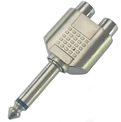 Adaptador Plug 6,5 Mono Macho A 2 Rca Hembra Plastico Plateado