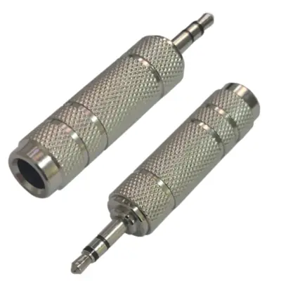 Detalles accesorios de Adaptador Miniplug 3,5 Estereo Macho A Plug 6,5 Estereo Hembra Metalico