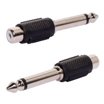 Detalles accesorios de Adaptador Plug 6,5 Mono Macho A Rca Hembra Plastico