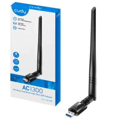 Detalles accesorios de Adaptador Wifi Usb Dual Band Cudy WU1400 Alta Ganancia AC1300
