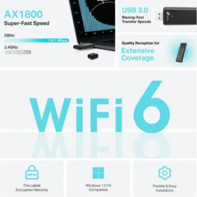 Detalles accesorios de Adaptador Wifi Usb Dual Band Tp-Link Archer Tx20U Ax1800 Wifi6