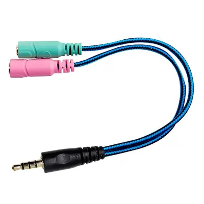 Separador Miniplug 3,5 Macho 4 Polos A 2 Miniplug 3,5 Hembra St 3 Polos (Separa Audio Y Microfono) Nisuta