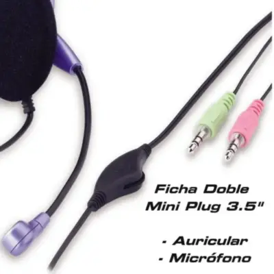 Detalles accesorios de Auricular Con Microfono Genius Hs-04S c/ Control Volumen 2 Fichas Miniplug