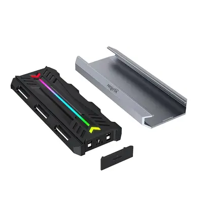 Vista lateral de Case para Disco SSD M.2 Nvme PCIe USB 3.2 10Gbps Nisuta